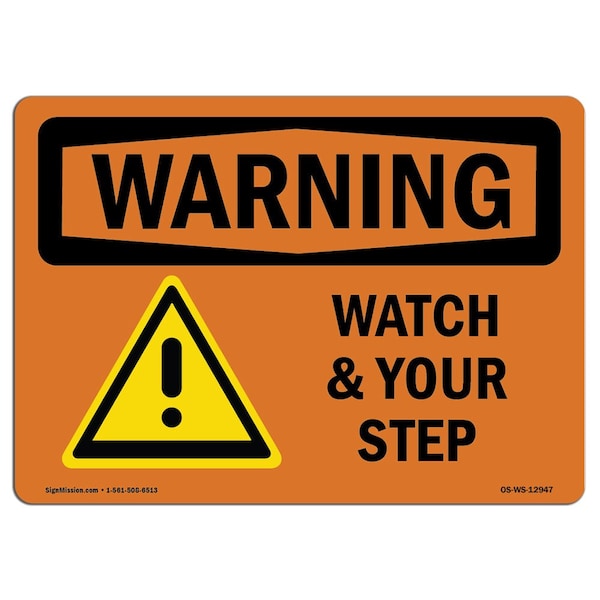OSHA, Watch Your Step, 5in X 3.5in, 10PK, 5" W, 3.5" H, Landscape, PK10, OS-WS-D-35-L-12947-10PK